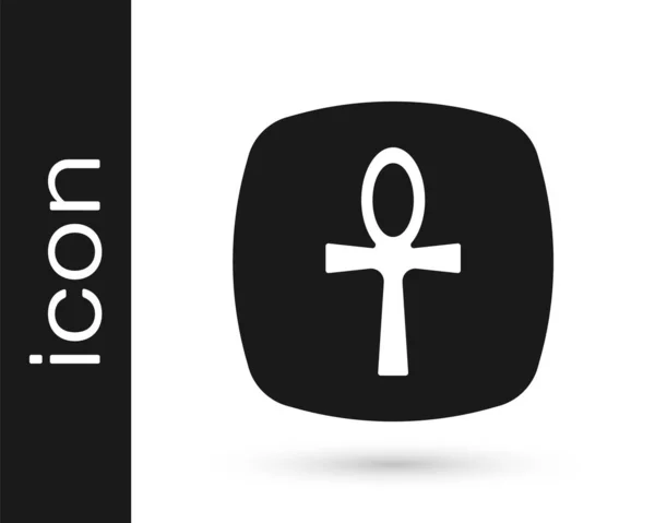 Croix Noire Icône Ankh Isolé Sur Fond Blanc Mot Égyptien — Image vectorielle