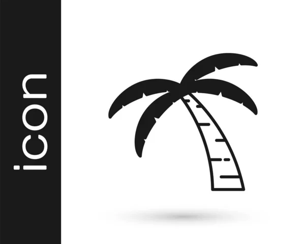 Icône Palmier Tropical Noir Isolé Sur Fond Blanc Cocotier Vecteur — Image vectorielle