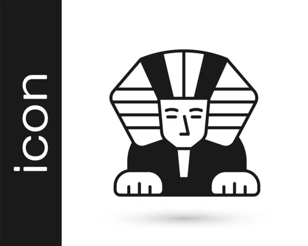 스핑크스 Black Sphinx 이집트 아이콘의 신화적 생물로 배경에 고립되어 Vector — 스톡 벡터