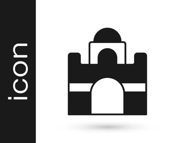 Icône Maison Égyptienne Noire Isolée Sur Fond Blanc Vecteur — Image vectorielle