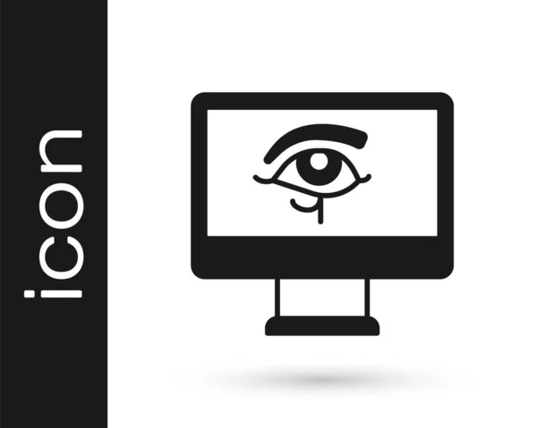 Ojo Negro Horus Icono Del Monitor Aislado Sobre Fondo Blanco — Vector de stock