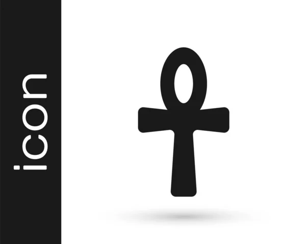 Schwarzes Kreuz Ankh Symbol Isoliert Auf Weißem Hintergrund Ägyptisches Wort — Stockvektor