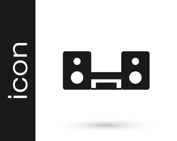 Μαύρο Στερεοφωνικό Σπίτι Δύο Ηχεία Εικονίδιο Απομονώνονται Λευκό Φόντο Μουσικό — Διανυσματικό Αρχείο