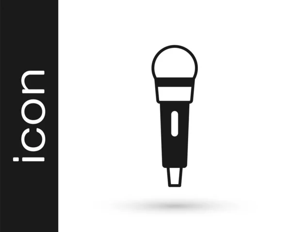 Μαύρο Εικονίδιο Μικροφώνου Απομονωμένο Λευκό Φόντο Στο Μικρόφωνο Του Ασυρμάτου — Διανυσματικό Αρχείο