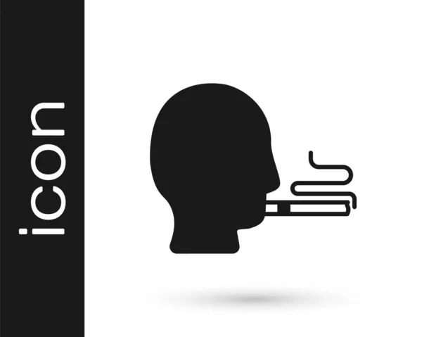 Schwarzer Mann Beim Rauchen Eines Zigarettensymbols Auf Weißem Hintergrund Tabakzeichen — Stockvektor