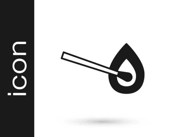 Black Burning Coincide Con Icono Fuego Aislado Sobre Fondo Blanco — Vector de stock