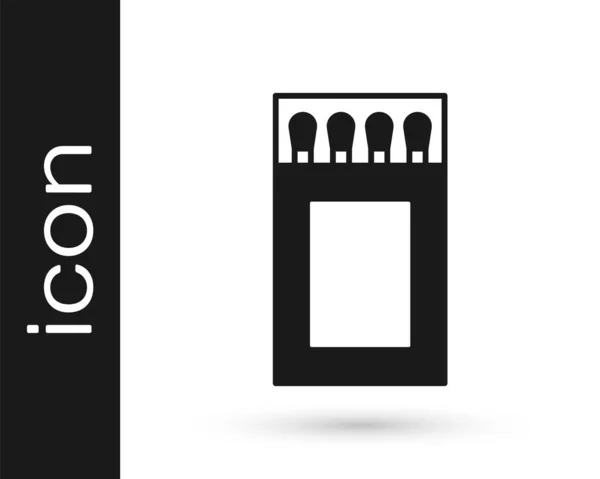 Noir Ouvrir Boîte Allumettes Correspond Icône Isolée Sur Fond Blanc — Image vectorielle