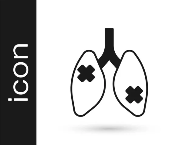 Black Disease Lungs Icon Isolated White Background Vector — Stock Vector