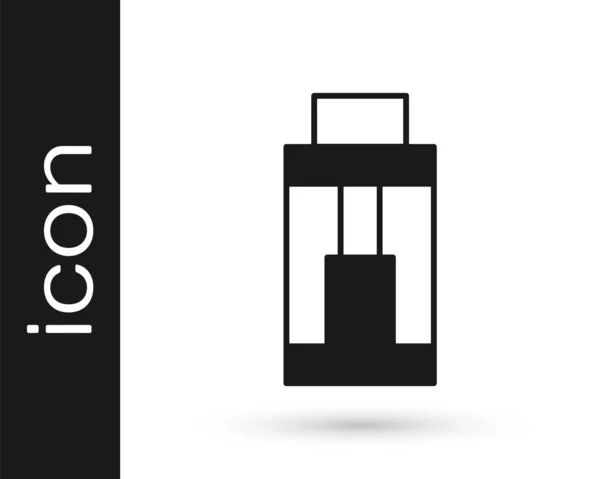 Black Vape Mod Device Icon Isolated White Background Vape Smoking — Stock Vector
