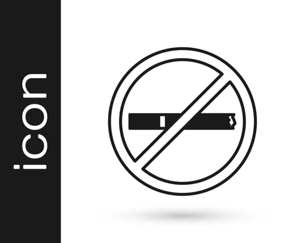 Zwart Geen Roken Pictogram Geïsoleerd Witte Achtergrond Sigarettenrook Verboden Bord — Stockvector