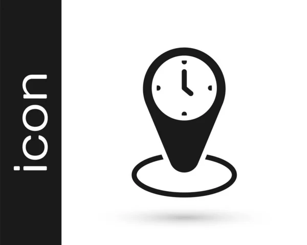 Reloj Zona Horaria Negra Icono Aislado Sobre Fondo Blanco Vector — Vector de stock