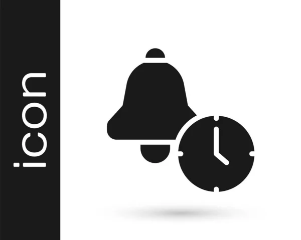 Μαύρο Ρολόι Συναγερμού Εικονίδιο Απομονώνονται Λευκό Φόντο Ξύπνα Σύνελθε Χρονικό — Διανυσματικό Αρχείο