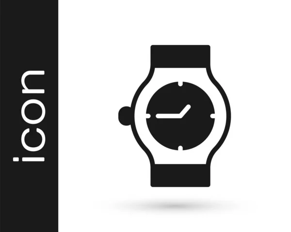 Чорний Наручний Годинник Ізольовано Білому Тлі Піктограма Наручного Годинника Векторні — стоковий вектор