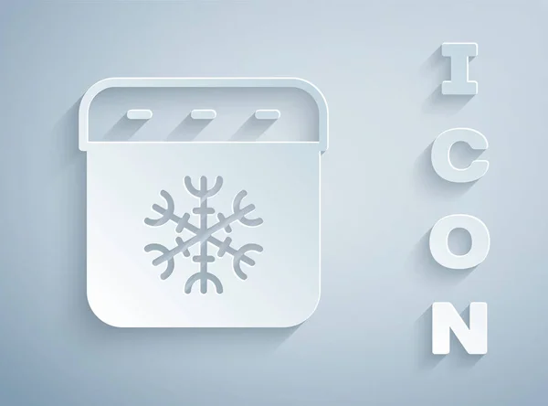 Χαρτί Περικοπή Ημερολόγιο Εικόνα Χειμώνα Απομονώνονται Γκρι Φόντο Σύμβολο Υπενθύμισης — Διανυσματικό Αρχείο