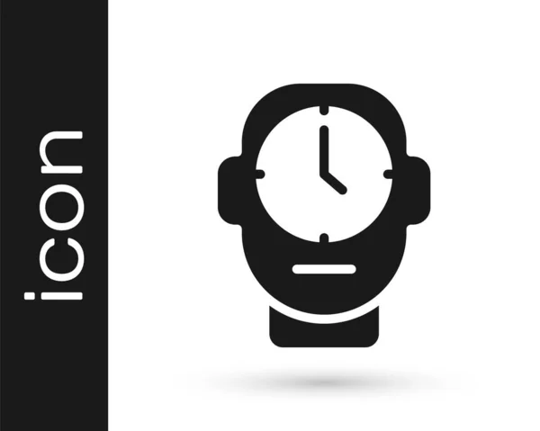 Icône Horloge Noire Isolée Sur Fond Blanc Symbole Temporel Vecteur — Image vectorielle