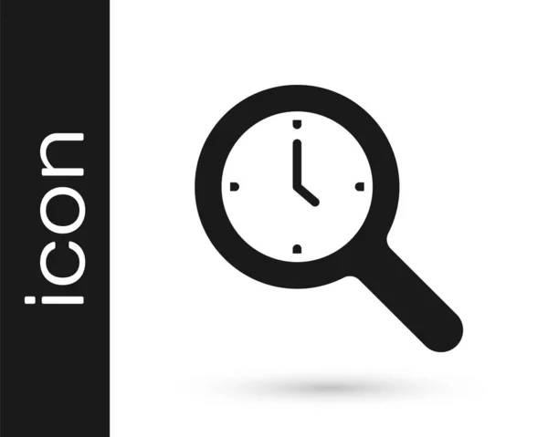 Μαύρο Μεγέθυνση Γυαλί Ρολόι Εικονίδιο Απομονώνονται Λευκό Φόντο Ρολόι Αναζήτηση — Διανυσματικό Αρχείο