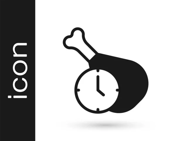 Μαύρο Food Time Icon Απομονωμένο Λευκό Φόντο Ώρα Για Φαγητό — Διανυσματικό Αρχείο