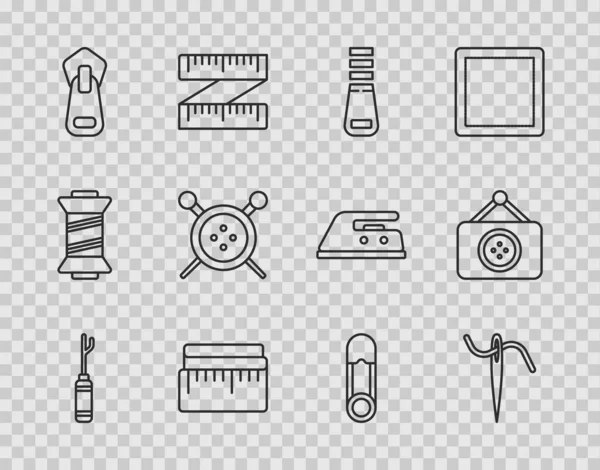 Set Line Awl Tool Aguja Para Coser Con Hilo Cremallera — Archivo Imágenes Vectoriales