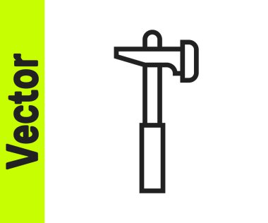 Siyah çizgi çekiç simgesi beyaz arkaplanda izole edildi. Tamir için bir araç. Vektör