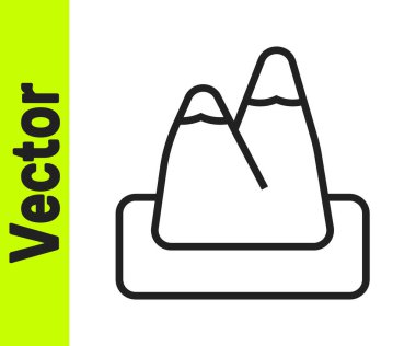 Siyah çizgi dağ simgesi beyaz arkaplanda izole edildi. Zaferin ya da başarının sembolü. Vektör