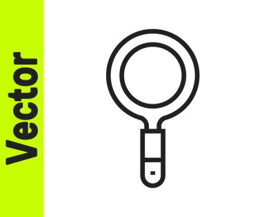 Beyaz arka planda siyah çizgi büyüteç simgesi izole edildi. Arama, odaklanma, yakınlaştırma, iş sembolü. Vektör