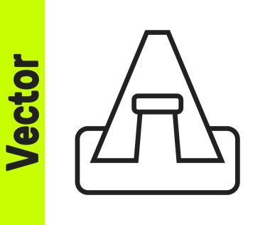 Siyah çizgi turist çadırı simgesi beyaz arka planda izole edildi. Kamp sembolü. Vektör