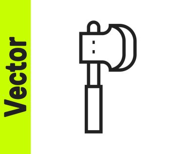 Siyah çizgi tahta balta simgesi beyaz arkaplanda izole edildi. Oduncu baltası. Vektör