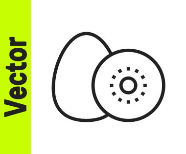 Beyaz arka planda siyah çizgi Kivi meyve simgesi izole edildi. Vektör