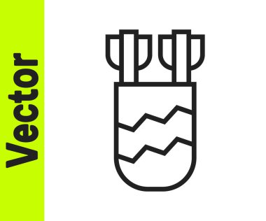 Beyaz arkaplanda siyah çizgi titreşimli ok simgesi var. Vektör