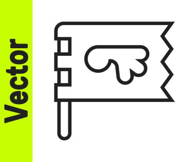 Beyaz arka planda siyah çizgi Viking bayrağı simgesi izole edildi. Vektör