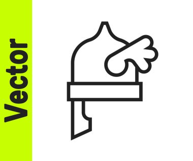 Siyah çizgili Viking boynuzlu miğfer ikonu beyaz arka planda izole edildi. Vektör