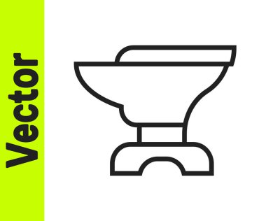 Demircilik için siyah çizgi örs ve beyaz arka planda izole edilmiş çekiç simgesi. Metal dövmesi. Kalpazanlık aleti. Vektör