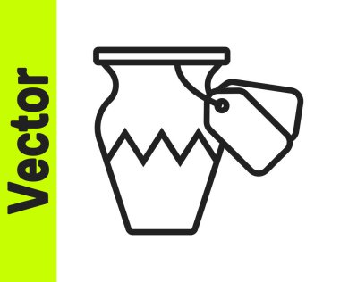 Siyah Hat Müzayede Beyaz zemin üzerinde izole edilmiş antik vazo ikonu. Açık arttırma teklifi. Satış ve alıcılar. Vektör