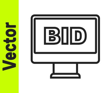 Siyah Hat Online açık artırma simgesi beyaz arkaplanda izole edildi. Teklif tabelası. Açık arttırma teklifi. Satış ve alıcılar. Vektör