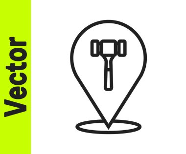 Beyaz arka planda siyah çizgi açık arttırma çekici simgesi izole edildi. Gavel, yargıç ya da müzayedecinin çekici. Teklif süreci, anlaştık. Açık arttırma teklifi. Vektör