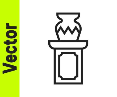 Siyah Hat Müzayede Beyaz zemin üzerinde izole edilmiş antik vazo ikonu. Açık arttırma teklifi. Satış ve alıcılar. Vektör