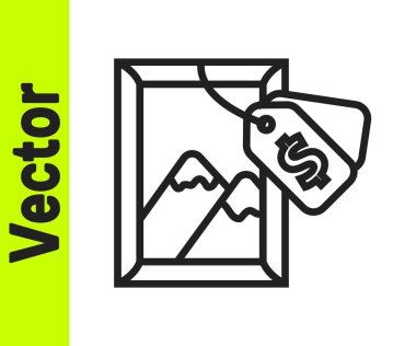 Beyaz arkaplanda siyah çizgi boyama simgesi izole edildi. Açık arttırma teklifi. Satış ve alıcılar. Vektör