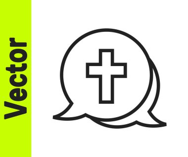 Siyah çizgi Hıristiyan çapraz simgesi beyaz arka planda izole edildi. Kilise haçı. Vektör