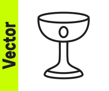 Siyah çizgi Hıristiyan kadeh simgesi beyaz arka planda izole edildi. Hıristiyanlık ikonu. Mutlu Paskalyalar. Vektör