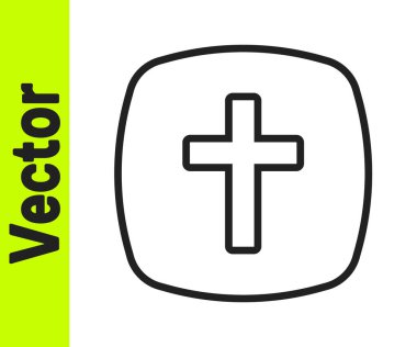 Siyah çizgi Hıristiyan çapraz simgesi beyaz arka planda izole edildi. Kilise haçı. Vektör