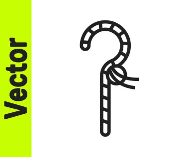 Beyaz arkaplanda siyah çizgi Crook simgesi izole edildi. Eski Mısır sembolü. Mısırın asaları. Vektör