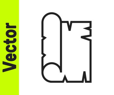 Siyah çizgi Antik papirüs parşömeni simgesi beyaz arkaplanda izole edilmiş. Parşömen kağıdı. Eski Mısır sembolü. Vektör