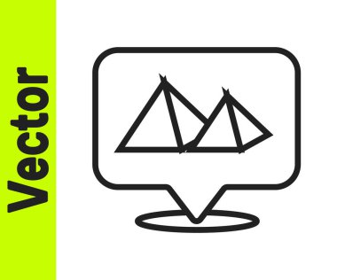 Siyah çizgi Mısır piramitleri beyaz zemin üzerinde izole edilmiş ikon. Antik Mısır 'ın sembolü. Vektör