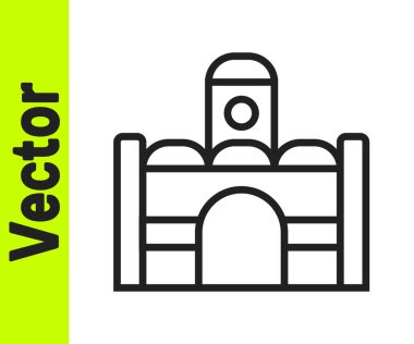 Beyaz arka planda siyah çizgi Mısır ev ikonu izole edildi. Vektör