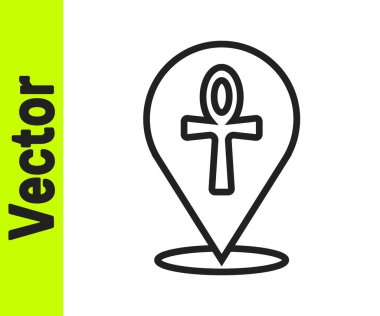 Beyaz arkaplanda siyah çizgi çapraz ankh simgesi izole edildi. Mısır dilinde yaşam ya da ölümsüzlüğün sembolü. Vektör