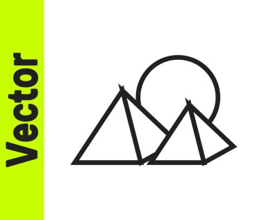 Siyah çizgi Mısır piramitleri beyaz zemin üzerinde izole edilmiş ikon. Antik Mısır 'ın sembolü. Vektör