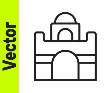 Beyaz arka planda siyah çizgi Mısır ev ikonu izole edildi. Vektör