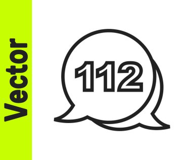 Beyaz arka planda 911 'i arayan siyah hat telefonu izole edildi. Polis, ambulans, itfaiye, çağrı, telefon. Vektör