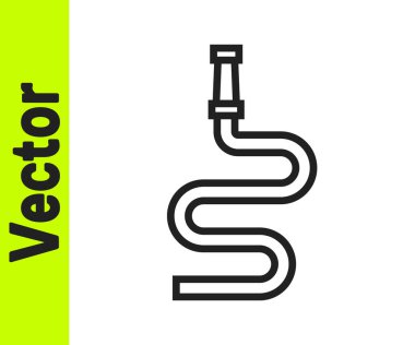 Beyaz arka planda siyah çizgi yangın hortumu ikonu izole edildi. Vektör