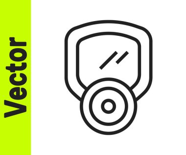 Beyaz arkaplanda siyah çizgi gaz maskesi simgesi izole edildi. Solunum cihazı işareti. Vektör